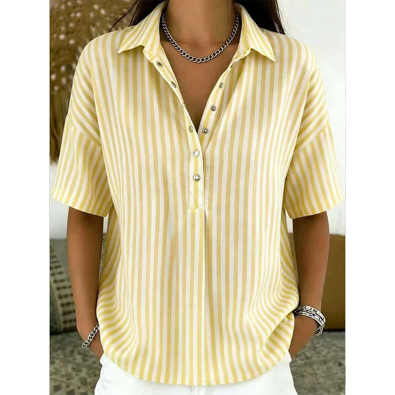 Women's Casual Striped Short-Sleeve Shirt