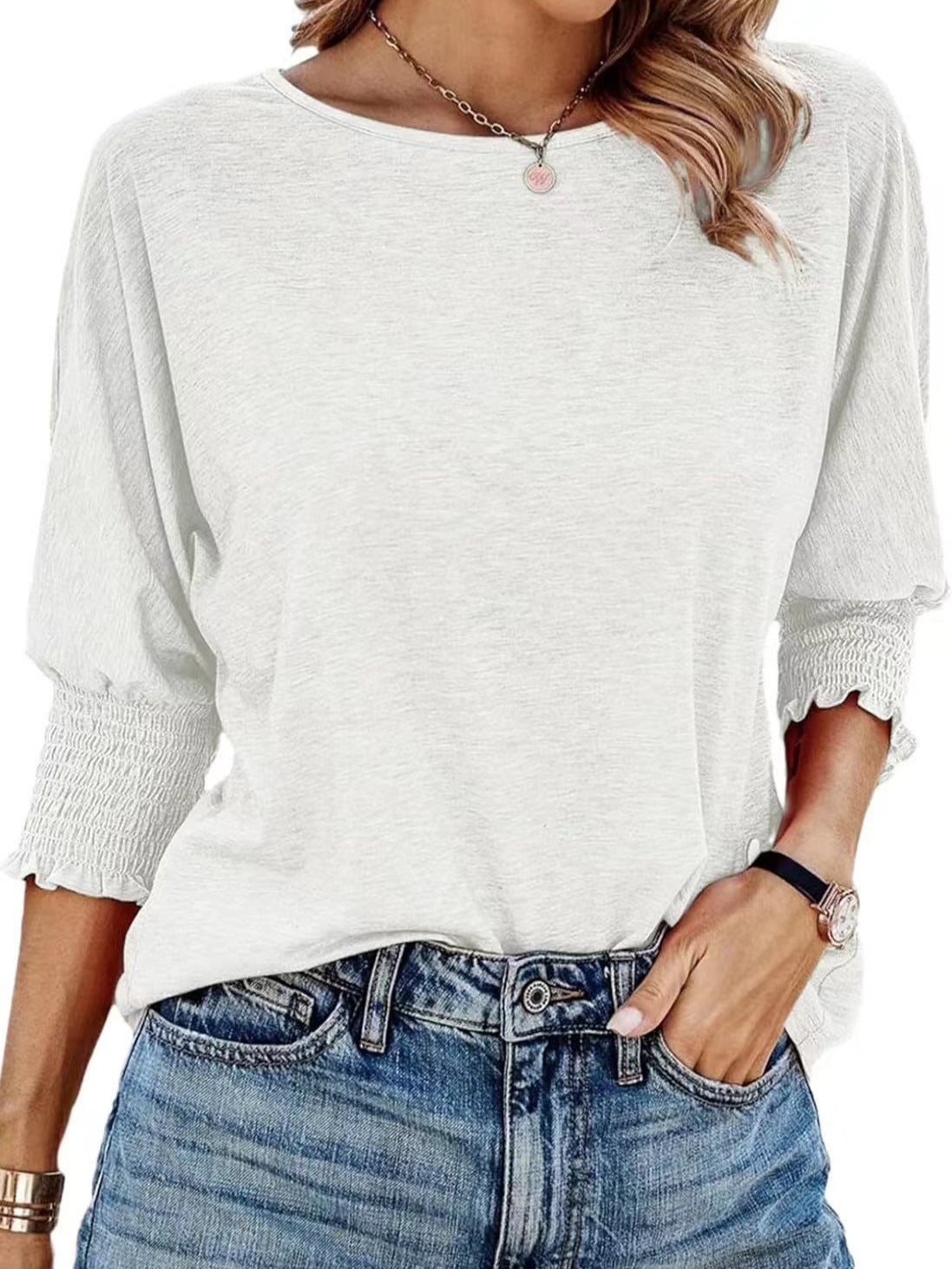 Women's 2026 Fashion Tops 3/4 Sleeve T-Shirts Cute Crewneck Basic Business Tees