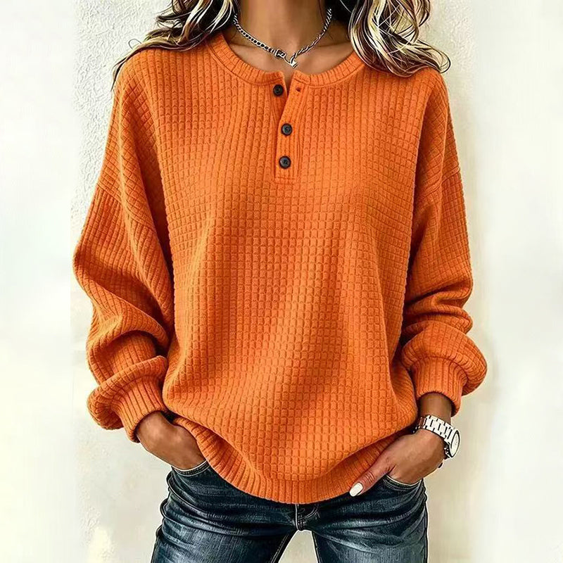 Womens's Casual Waffle Knit Sweatshirt
