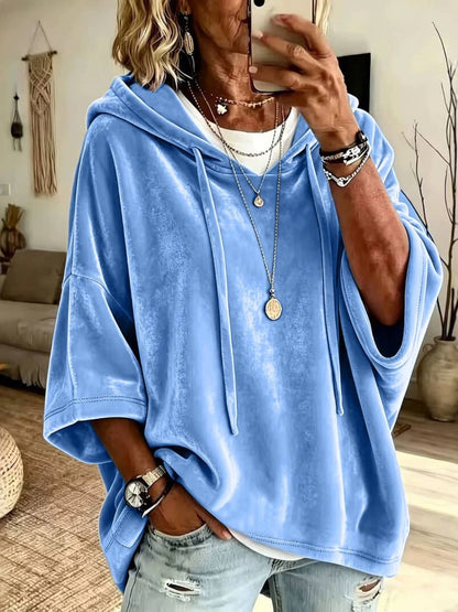 ✨Women’s 3/4 Sleeves Minimalist Velour Hoodie Top