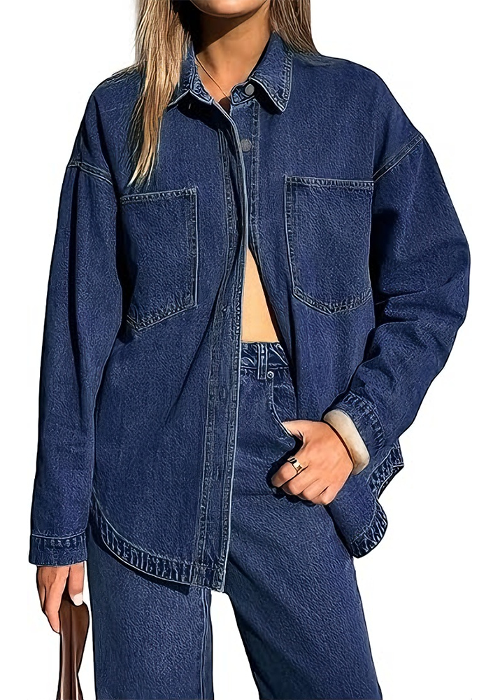 Women's Vintage-Wash Oversized Denim Shirt Jacket