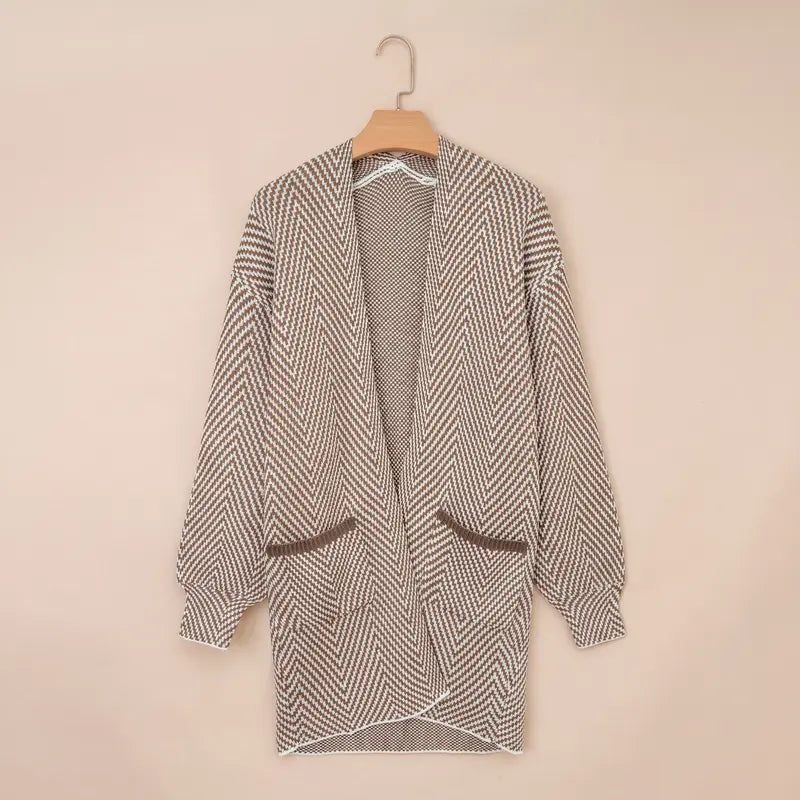 Women's Open Front Herringbone Cardigan Sweaters
