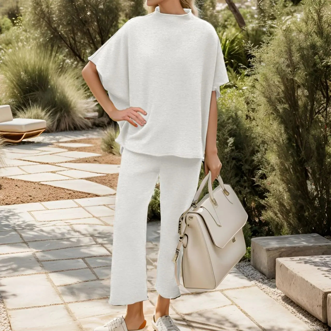 Light gray two piece outdoor outfit