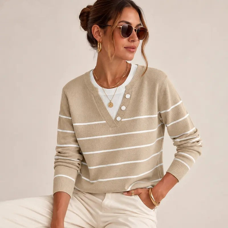 Women's Lightweight Striped Knitted Sweater
