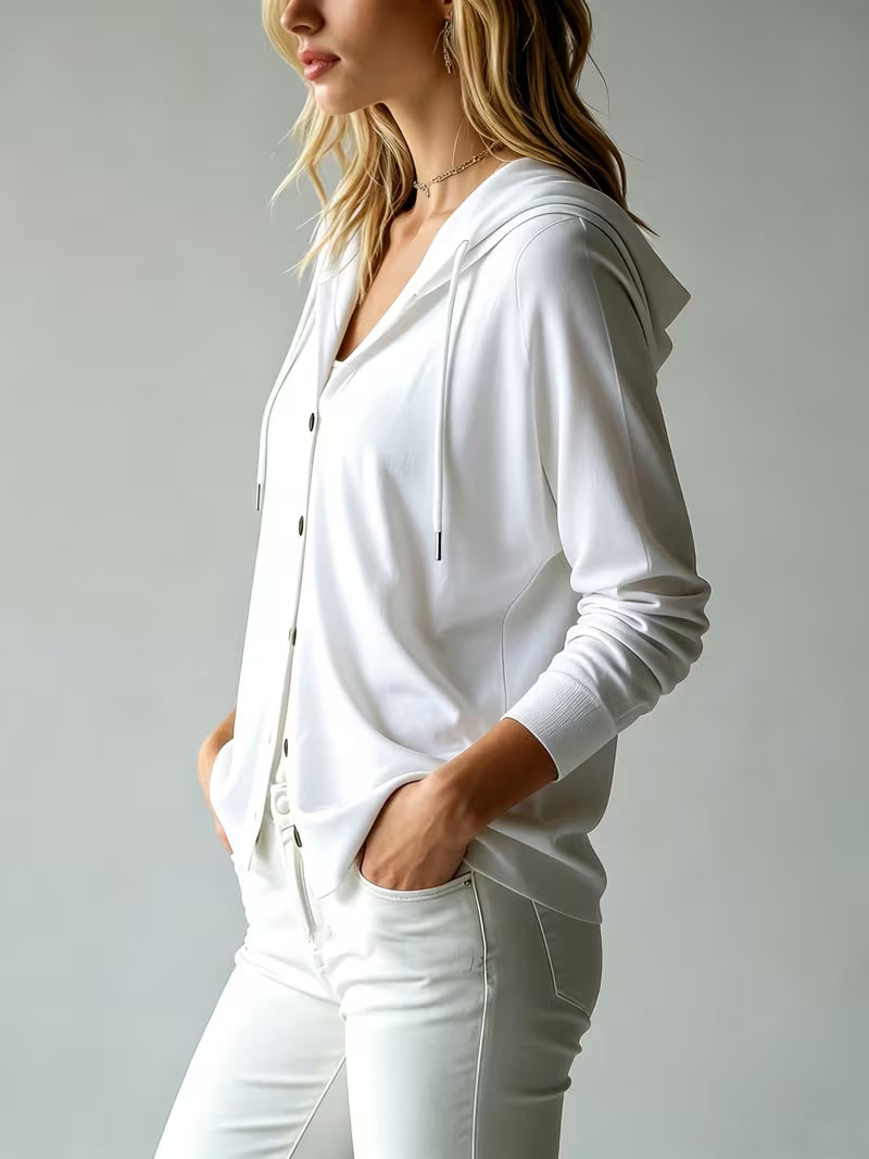 Women’s Hooded Open-Front Cardigan with Drawstring