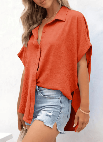 Short Sleeve Solid Color Casual Loose Fit Shirt