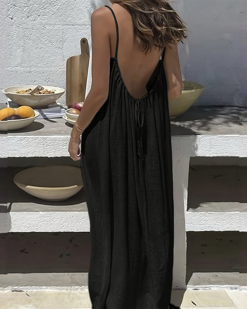 💃LAST DAY SAEL 59% OFF!!✨Women's Solid Color Cami Lounge Dress💕