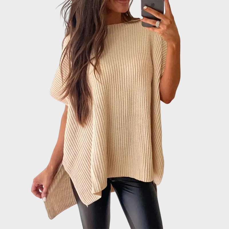 Apricot oversized ribbed knit pullover