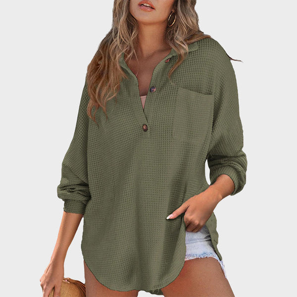 Green waffle Henley shirt
