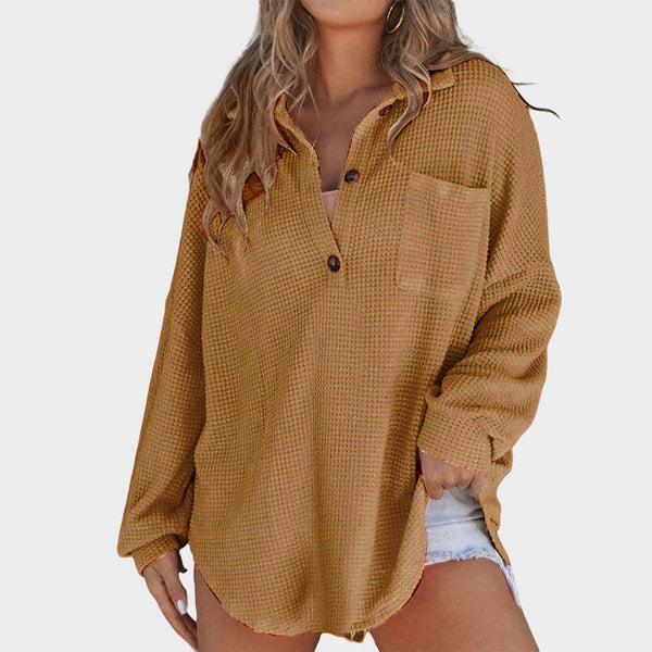 Khaki waffle Henley shirt