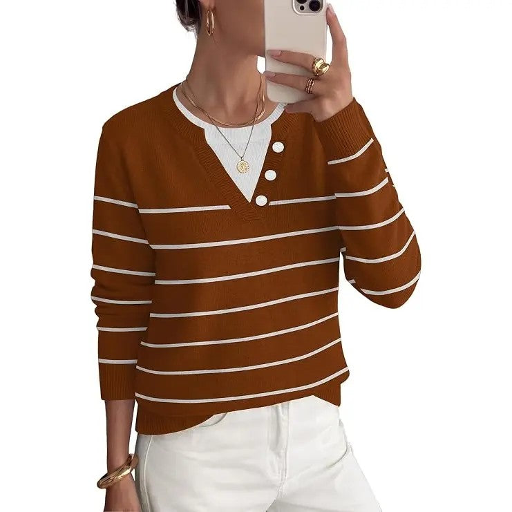 Women's Lightweight Striped Knitted Sweater