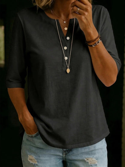 🔥Summer 2026 Best Sellers🔥 - Classic Henley Collar 100% Cotton T-shirt