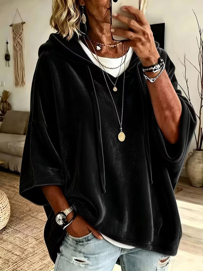 ✨Women’s 3/4 Sleeves Minimalist Velour Hoodie Top