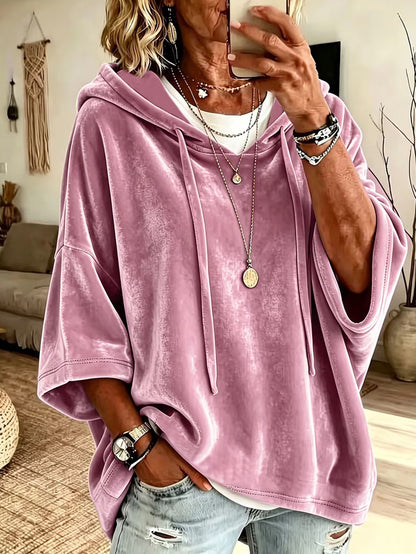 ✨Women’s 3/4 Sleeves Minimalist Velour Hoodie Top