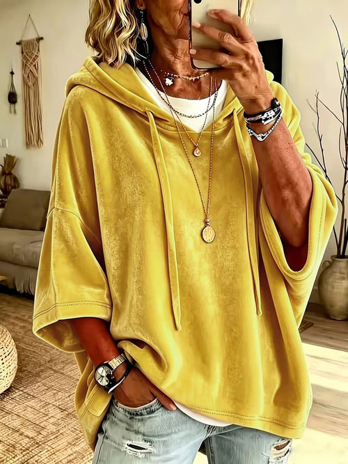 ✨Women’s 3/4 Sleeves Minimalist Velour Hoodie Top