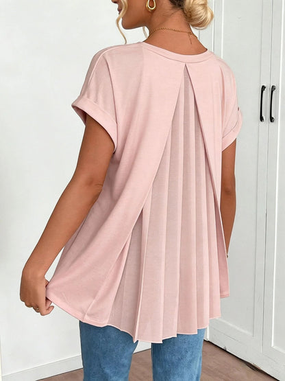 🔥Short-Sleeved Solid Color 100% Cotton  Patchwork T-Shirt