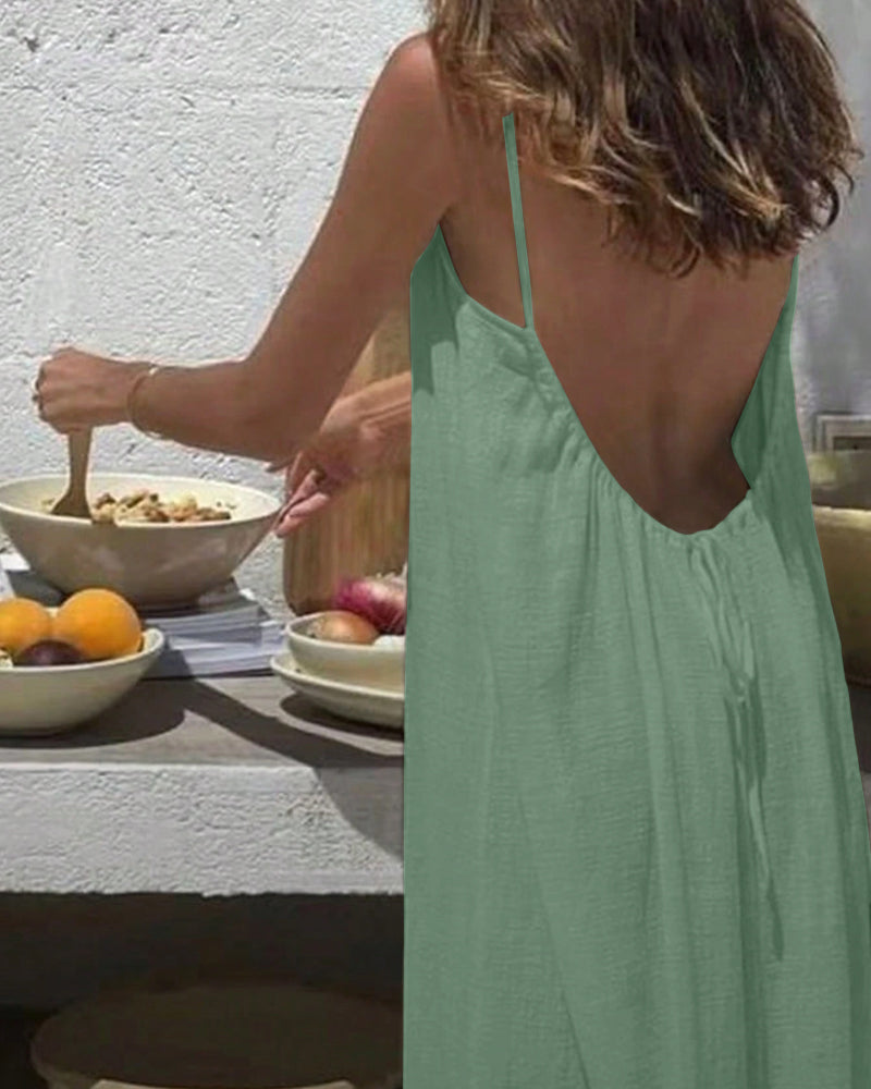💃LAST DAY SAEL 59% OFF!!✨Women's Solid Color Cami Lounge Dress💕