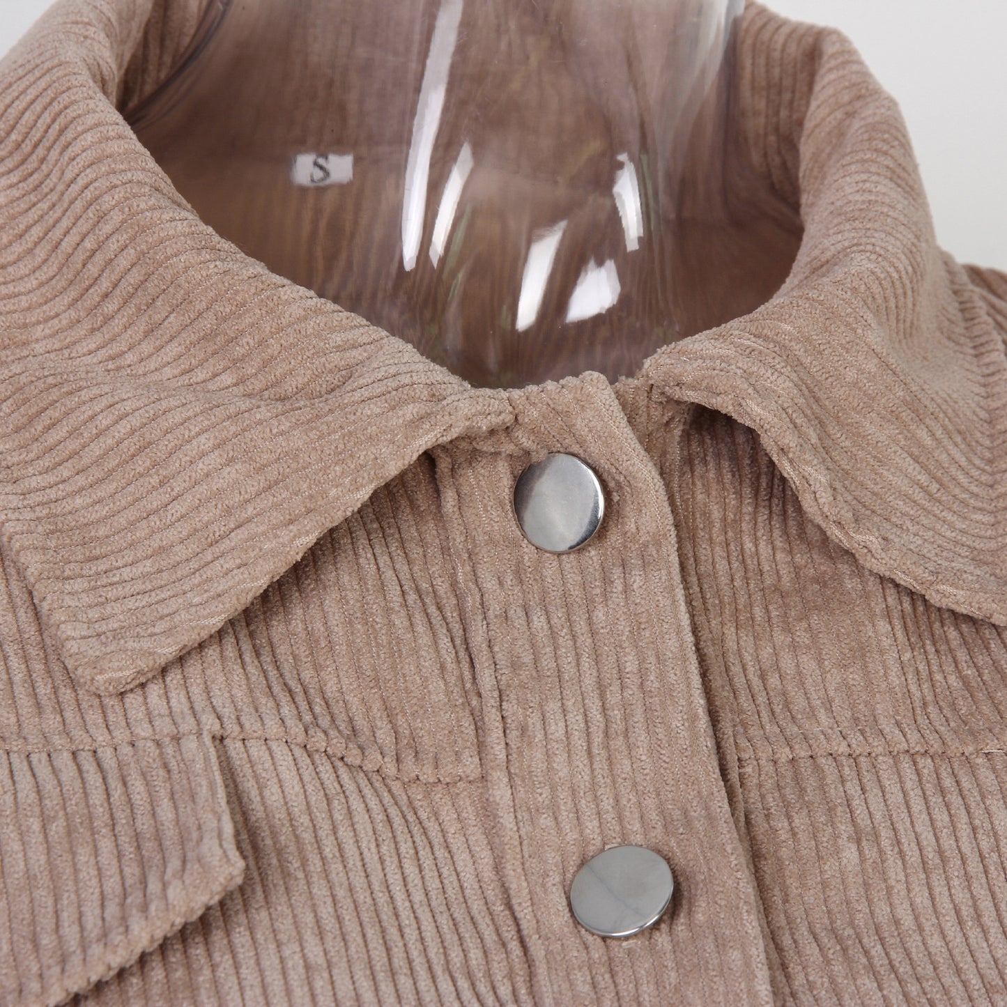 Pocket Cropped Corduroy Casual Jacket