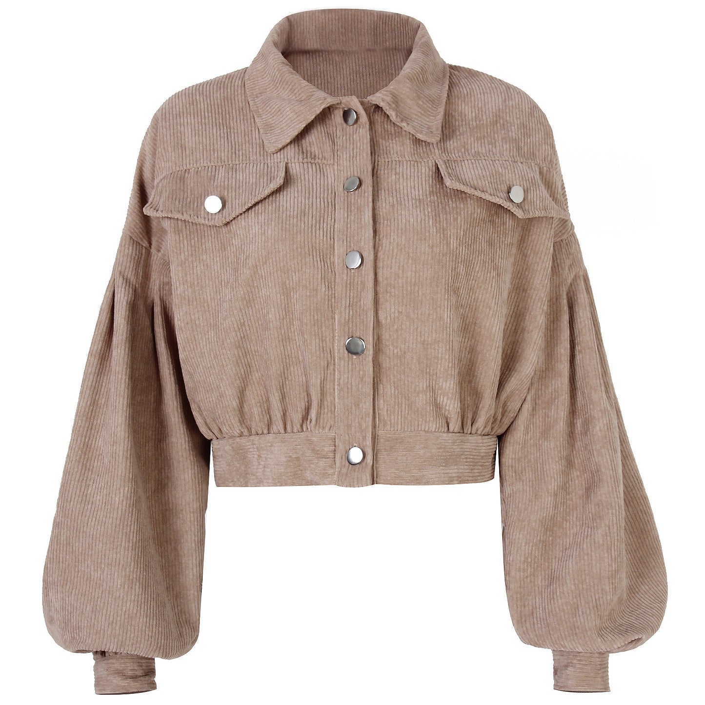 Pocket Cropped Corduroy Casual Jacket