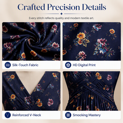 Limited Stock! 60% Off Hot Sale Ongoing🌺Women's V-Neck Floral Print Dress with Twist Waist