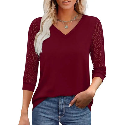 🌞2026 New Womens 3/4 Length Sleeve Tops Trendy V Neck T Shirts
