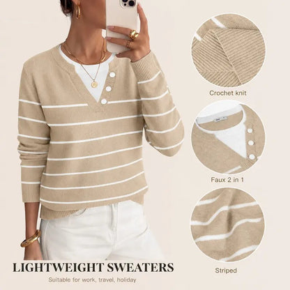 Women's Lightweight Striped Knitted Sweater