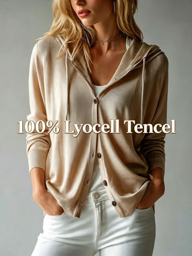 Women’s Hooded Open-Front Cardigan with Drawstring