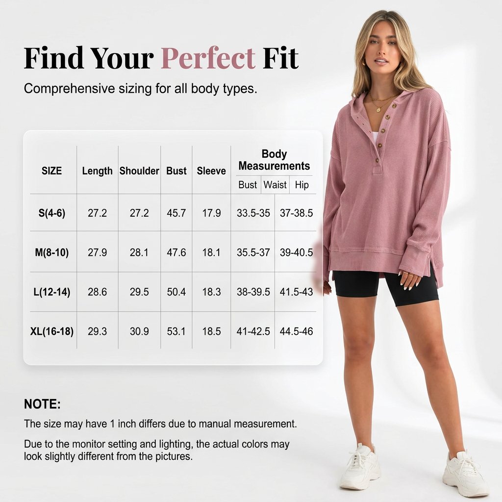Flash Sale💥Women's Cozy Oversized Long Sleeve Henley Hoodie