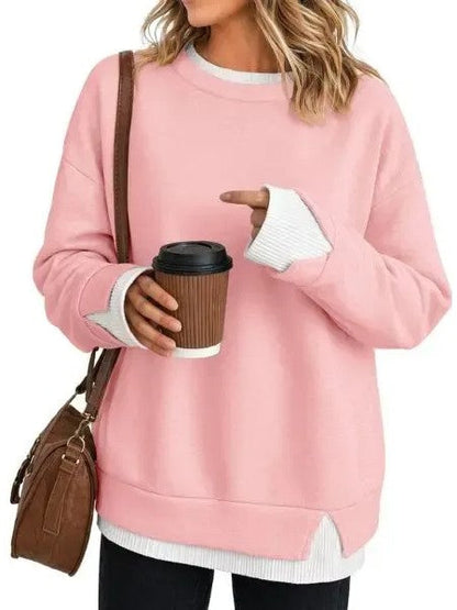 Women's Fake Two Piece Layered Crewneck Sweatshirt