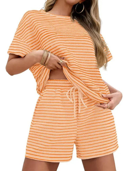 100% Cotton Women's Matching Stripe Loungewear Set