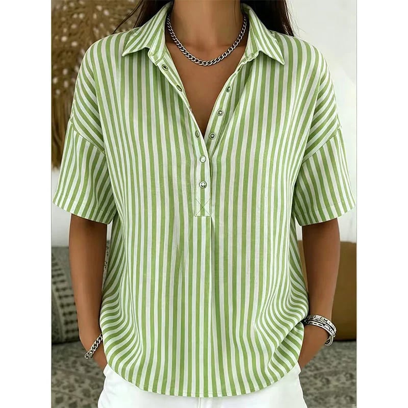 Women's Casual Striped Short-Sleeve Shirt