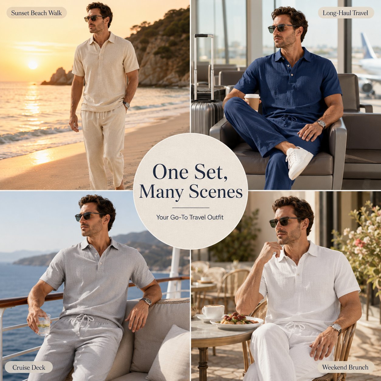 🌴Men's Linen Beach Two Piece Set