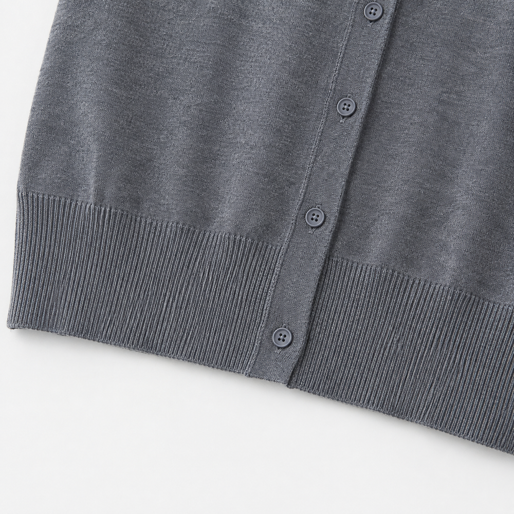Cardigan ribbed hem and button detail