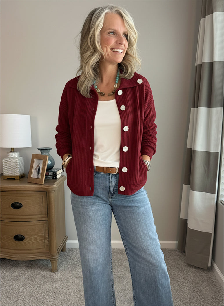 Casual Collared Pocket Corduroy Jacket