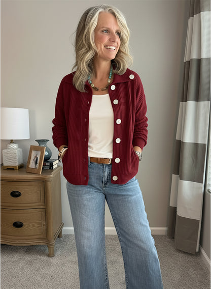 Casual Collared Pocket Corduroy Jacket