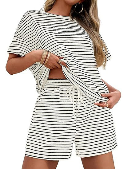 100% Cotton Women's Matching Stripe Loungewear Set