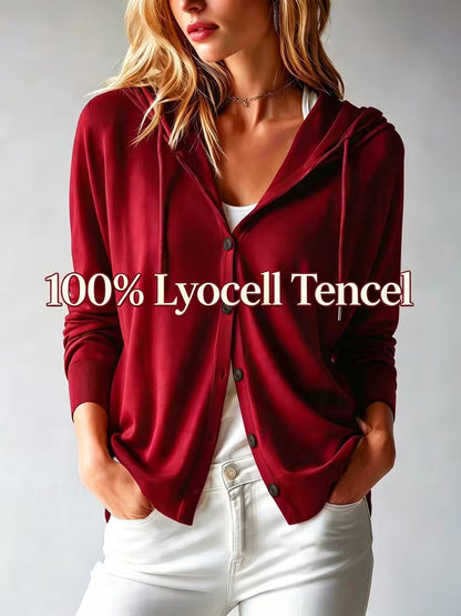 Women’s Hooded Open-Front Cardigan with Drawstring