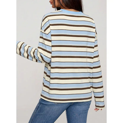 Relaxed Striped Long-Sleeve Knit Top