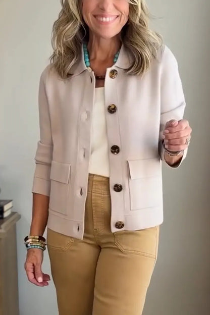 CLEARANCE SALE🔥 Casual Lapel Pocket Solid Color Jacket