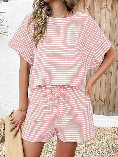100% Cotton Women's Matching Stripe Loungewear Set