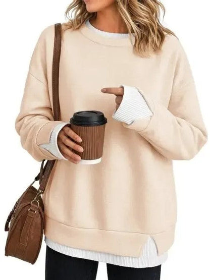 Women's Fake Two Piece Layered Crewneck Sweatshirt