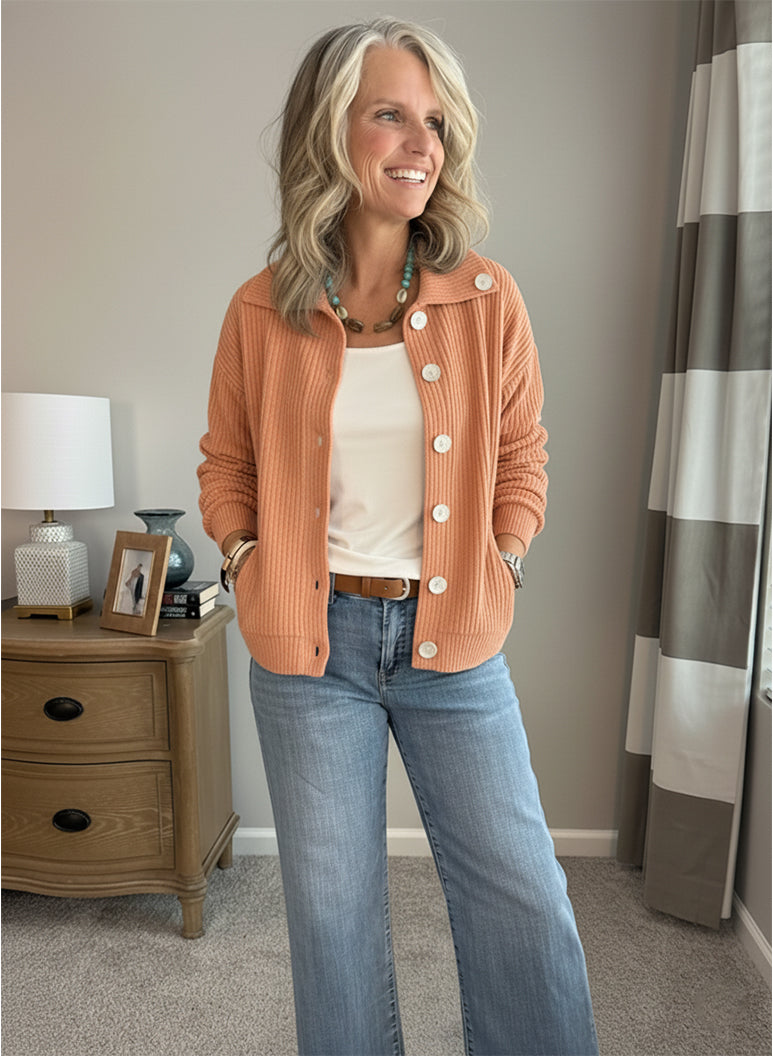Casual Collared Pocket Corduroy Jacket