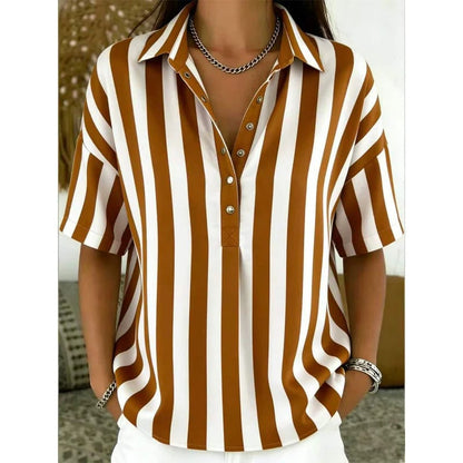 Women's Casual Striped Short-Sleeve Shirt