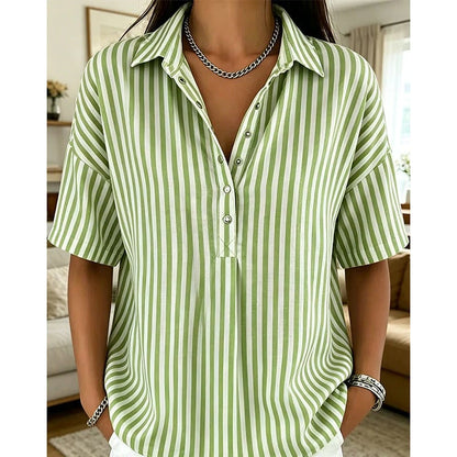 Women's Casual Striped Short-Sleeve Shirt