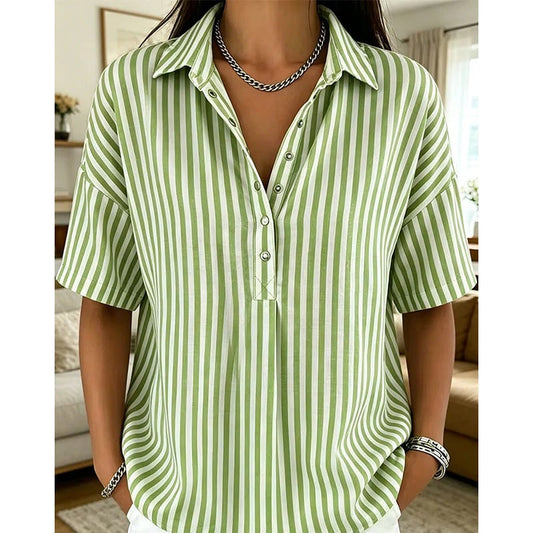 Women's Casual Striped Short-Sleeve Shirt