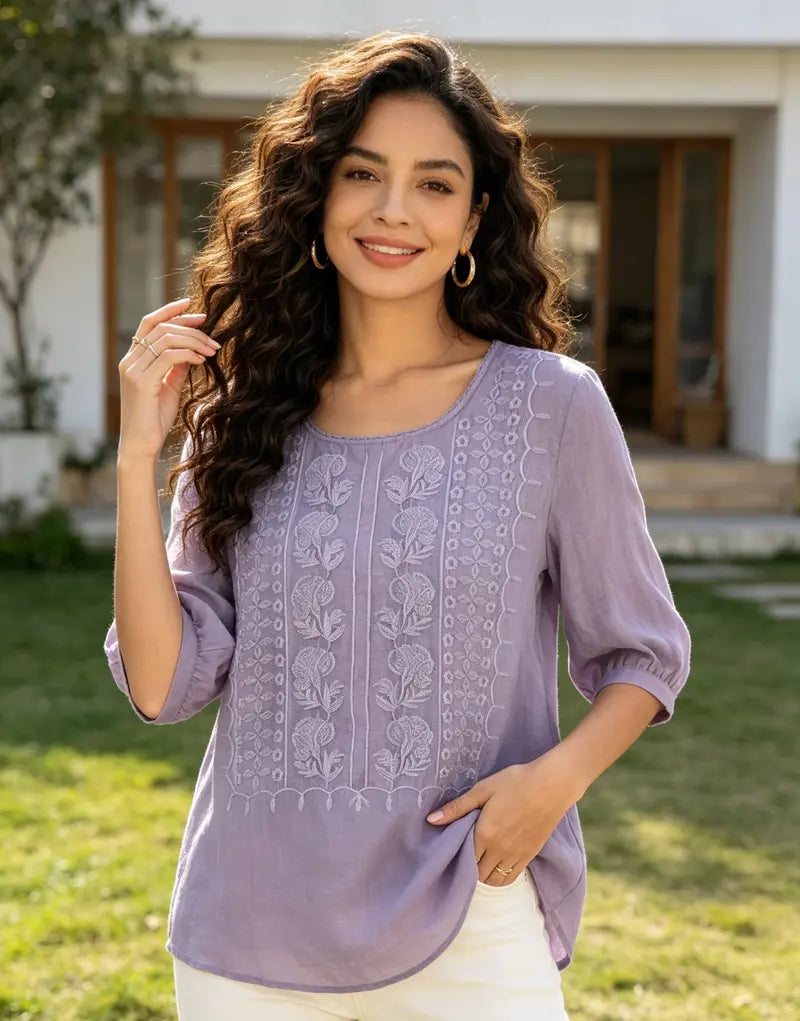 Women's Relaxed Vintage Embroidered Blouse
