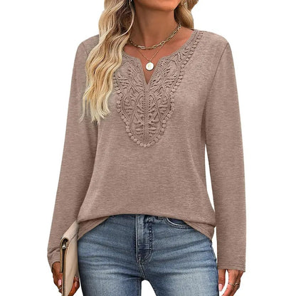 Women's Bohemian Style Elegant V-Neck Longsleeves Blouse Shirt