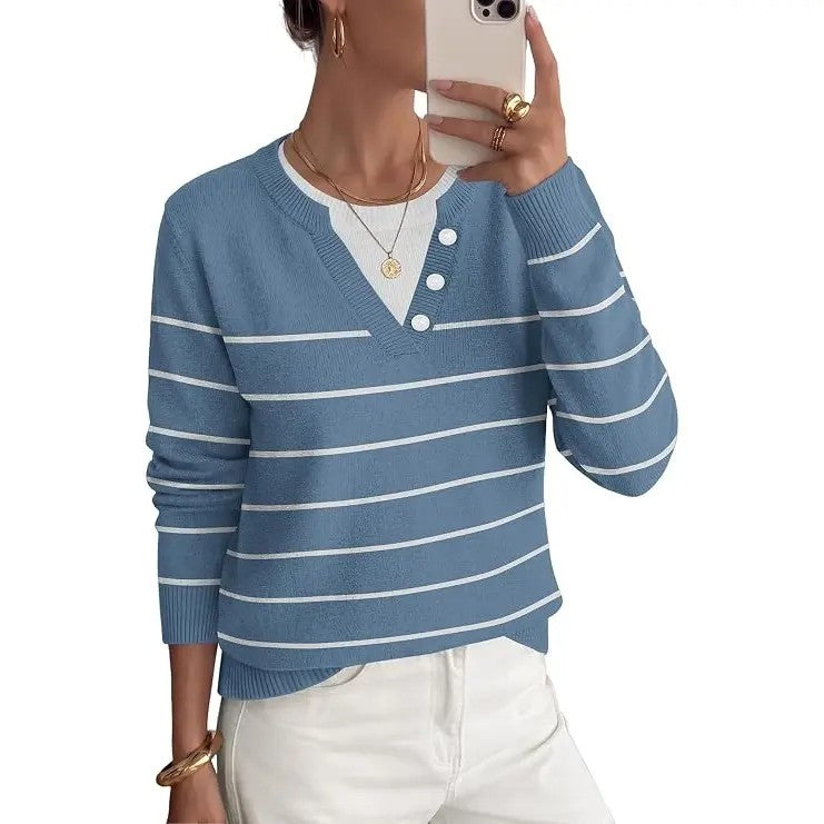 Women's Lightweight Striped Knitted Sweater