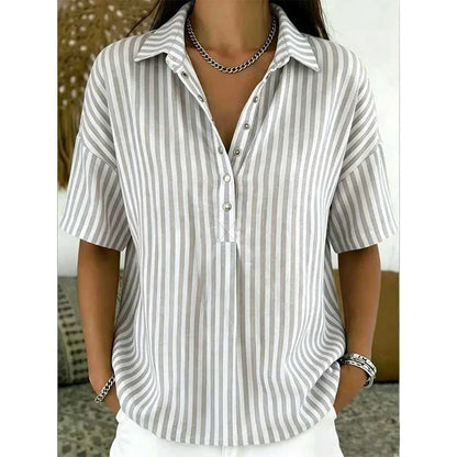 Women's Casual Striped Short-Sleeve Shirt