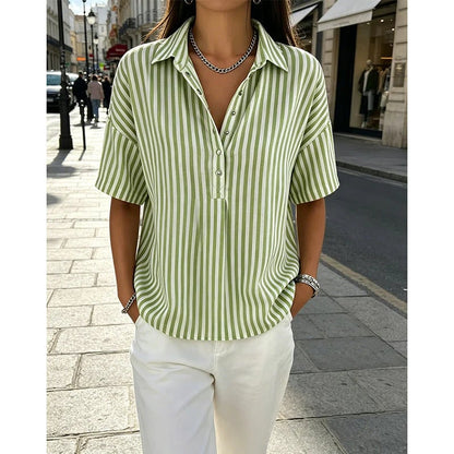 Women's Casual Striped Short-Sleeve Shirt